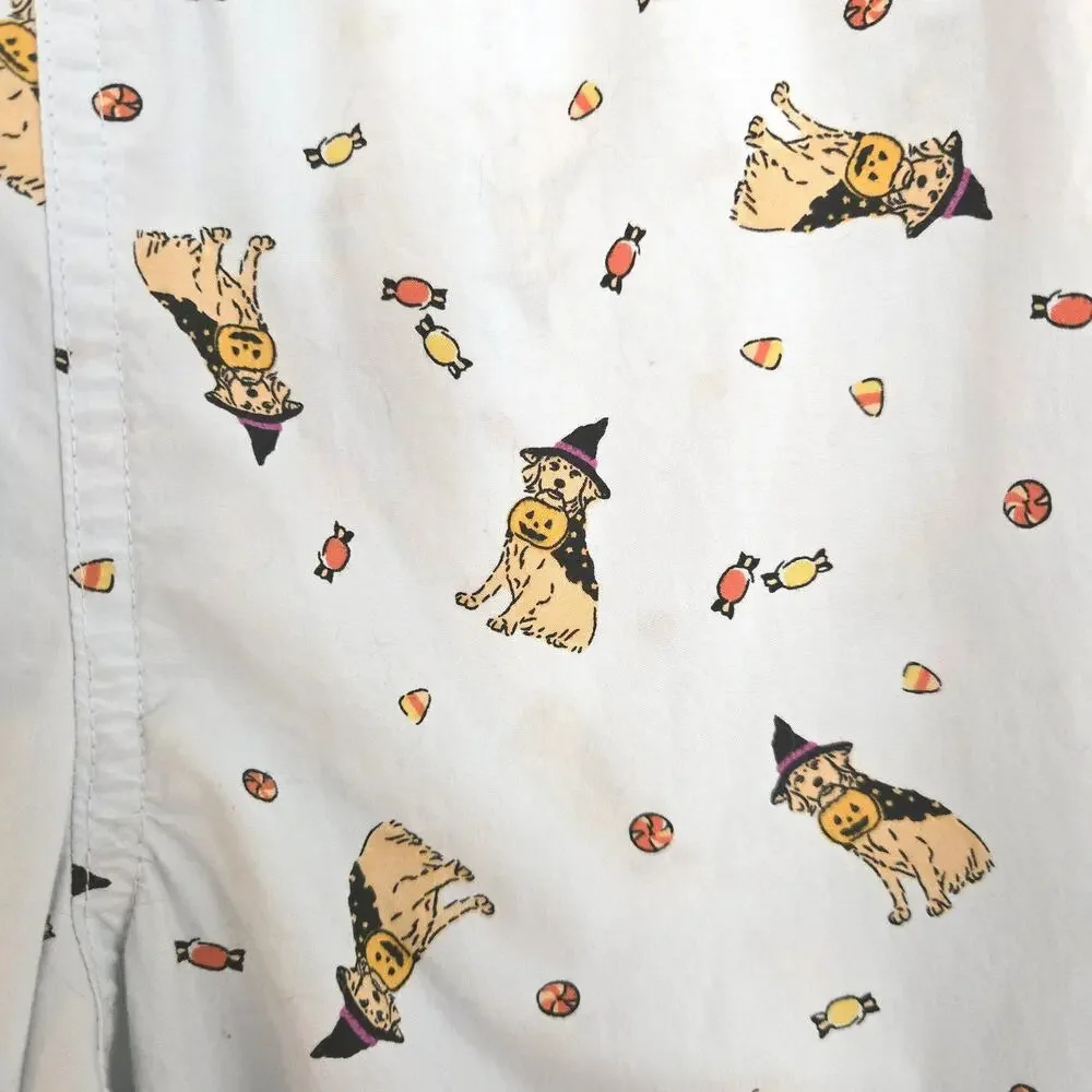 Light Blue Halloween Dog Print Golden Retriever J.Crew Pajama Capri Pants M